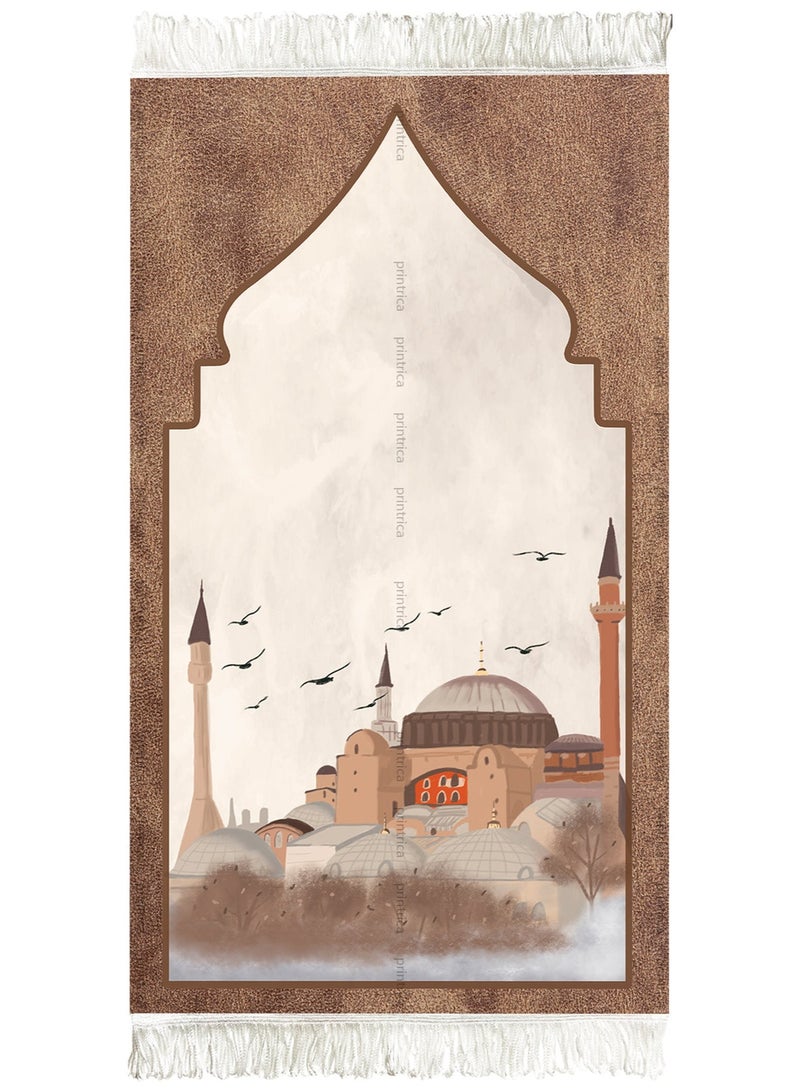 سجادة إسلامية - سجادة صلاة إسلامية ناعمة ومريحة بتصميم إسلامي أنيق، جودة ممتازة للصلاة اليومية، المنزل، المسجد - Image 1